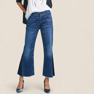 Anthropologie 3x1 two toned flare Higher Ground Gusset Crop jeans | size 25
